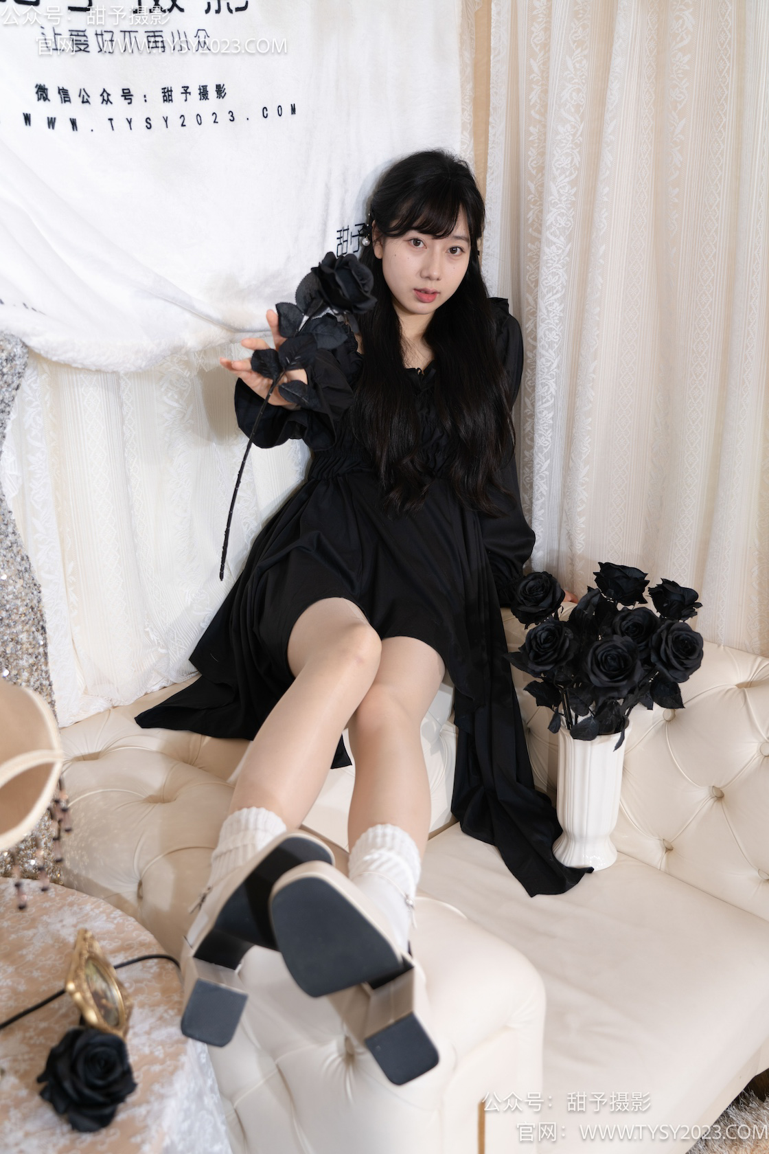 图片[2]-甜予摄影034期：鱼鱼-高跟鞋、白棉袜、肉丝（脚尖加固款）-觅颜社