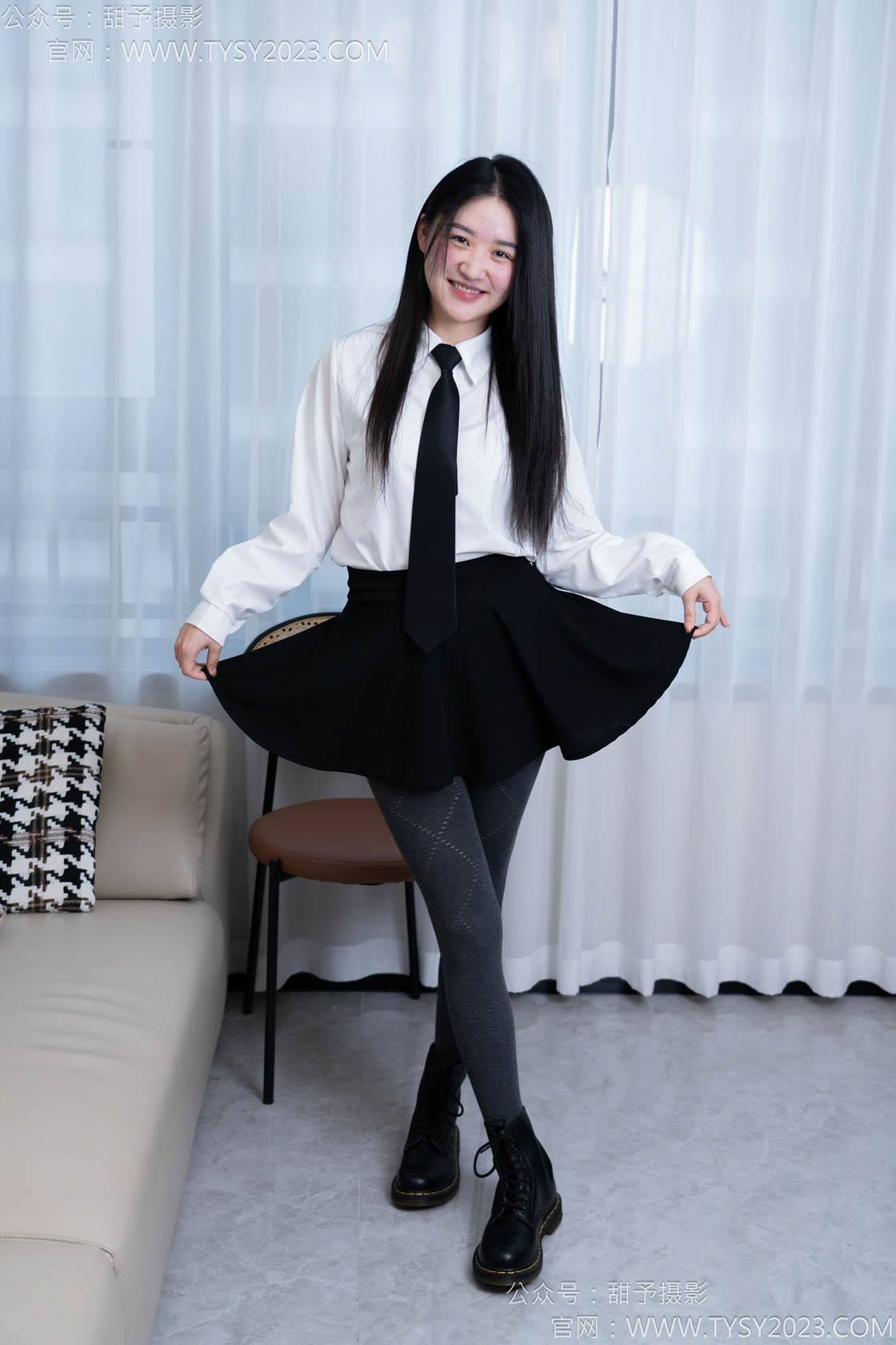 图片[2]-甜予摄影168期：澜澜-短靴、小腿袜、肉丝（透明足尖）、灰裤袜-觅颜社