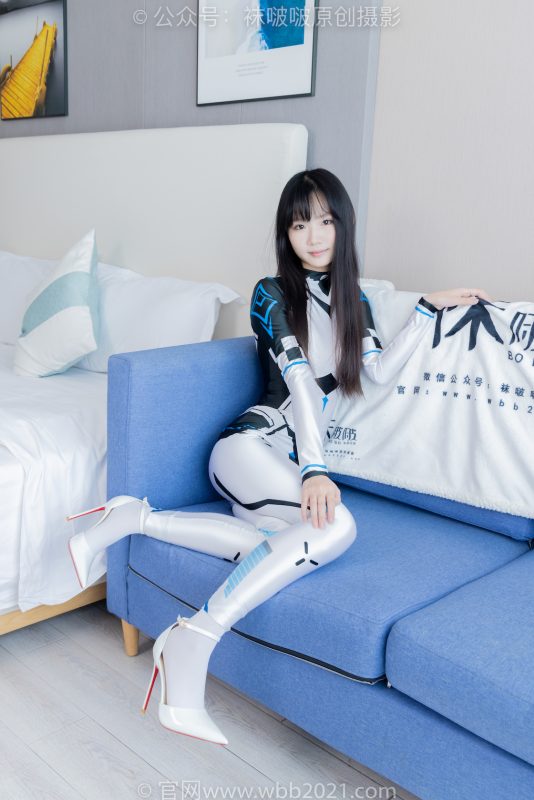 袜啵啵463期：甜甜圈-高跟鞋、厚白丝、裸足、连体衣裤里丝-觅颜社