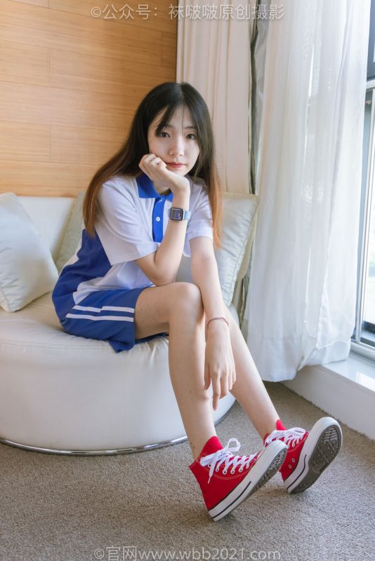 袜啵啵336期：小甜豆-校服、帆布鞋、白棉袜、裸足-觅颜社