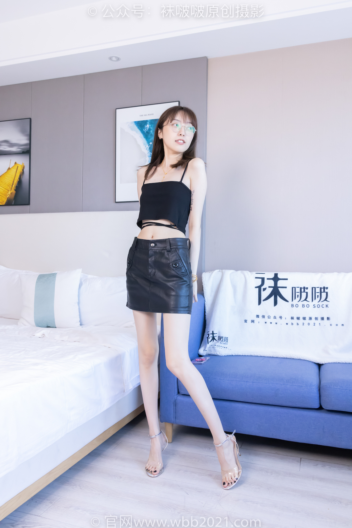 图片[4]-袜啵啵412期：稚予-透明高跟鞋、黑丝（脚尖微加固款）、裸足（黑色美甲）、裸足穿鞋淋水剧情（仅花絮版）-觅颜社