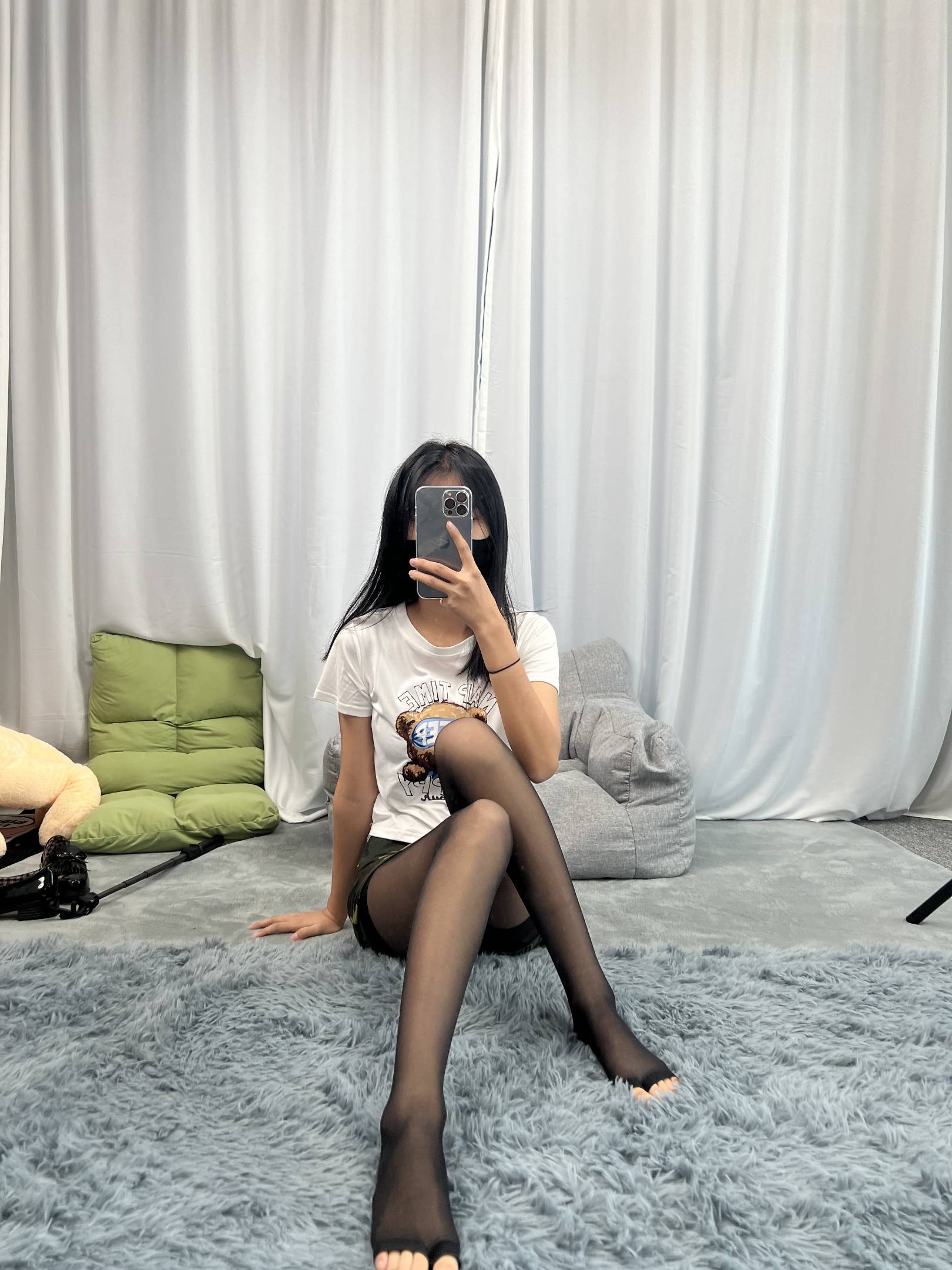 三禾摄影 NO.060 迷彩裤裙 黑丝露趾袜