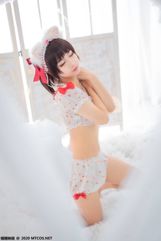 喵糖映画 VOL.155 草莓印花小夜衣[45P-478M]-觅颜社