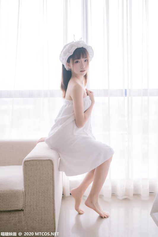 喵糖映画 VOL.158 纯白浴巾[44P-289M]-觅颜社