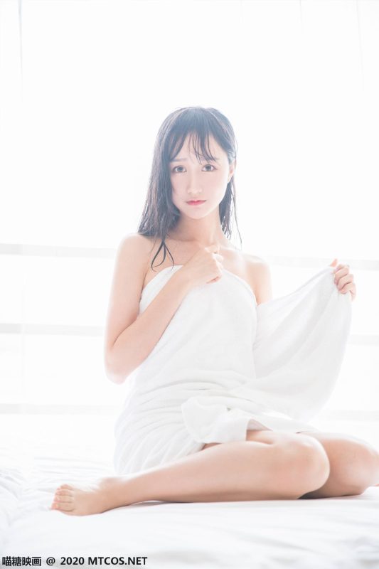 喵糖映画 VOL.174 纯白浴巾[58P-161M]-觅颜社