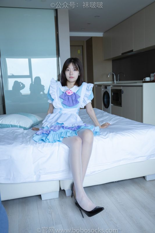 袜啵啵066期：小甜豆-女仆装、高跟鞋、薄白丝（脚尖加固款）-觅颜社