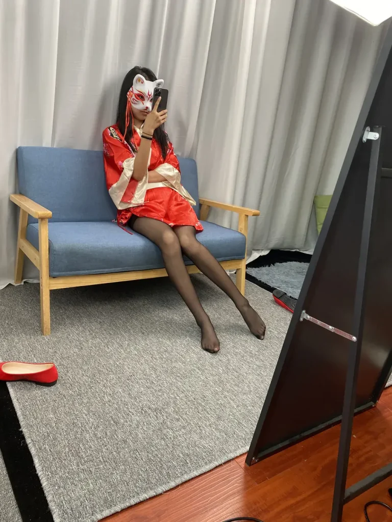 图片[4]-三禾摄影 NO.052 和服 黑丝 肉丝 平底鞋